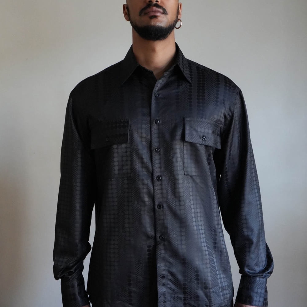 Marche Rue Dix Gamble Noir Satin Jacquard Shirt/Pants - Picture 6 of 15
